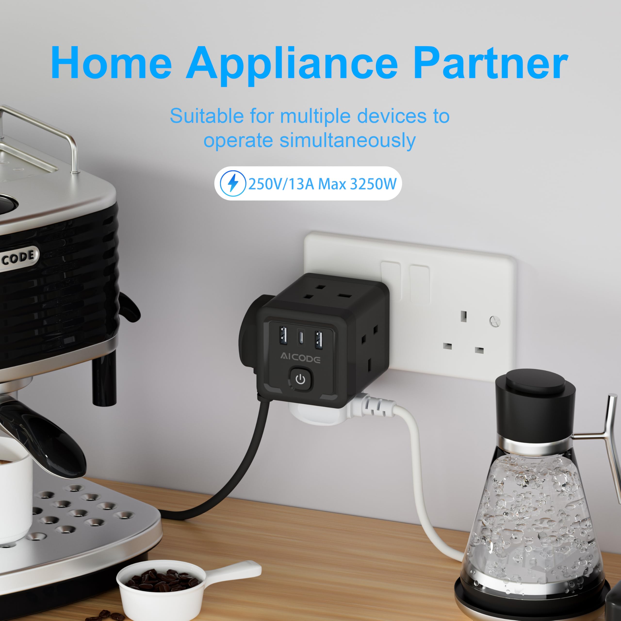 Multi Plug Adapter with 3 USB - Image 4