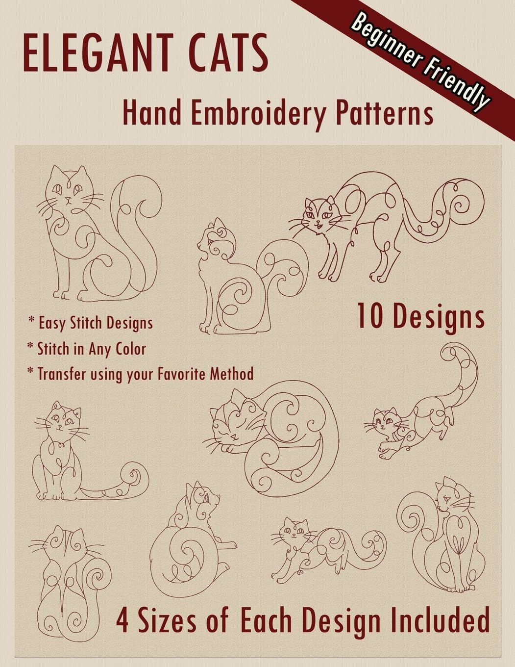 Elegant Cats Hand Embroidery Pattern Paperback – 17 Mar. 2016