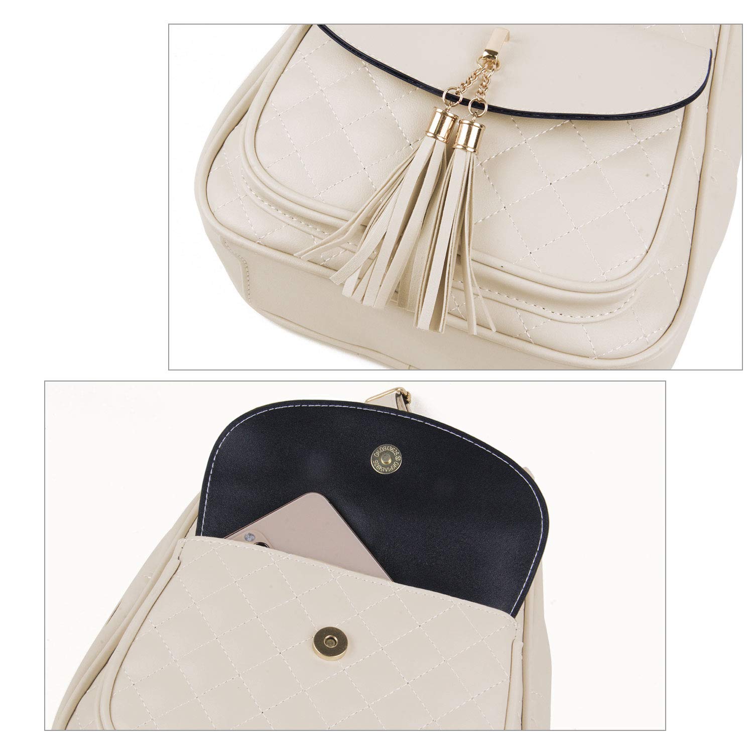 EVEOUT Femmes Faux Cuir Décontractée Sac à Dos Étanche Sac de Voyage Scolaire Sacs de Jour 3 en 1 Sac à Main pour Fille