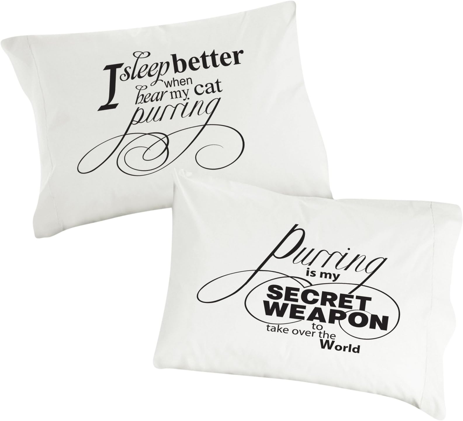 Dog SnorZ "PurringiIs My Secret Weapon" Pillowcase, White, Set of 2