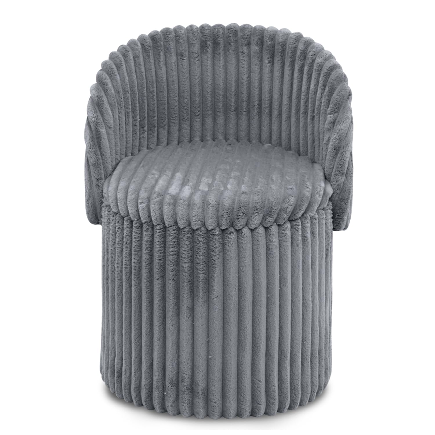 GC GAVENO CAVAILIA Ribbed Round Ottoman Storage Box With Hidden Storage Removable Lid | Fleece Foldable Stool Storage Bench Chair Foot Rest | Vanity Stool Footstools For Living Room, Bedroom — image 1