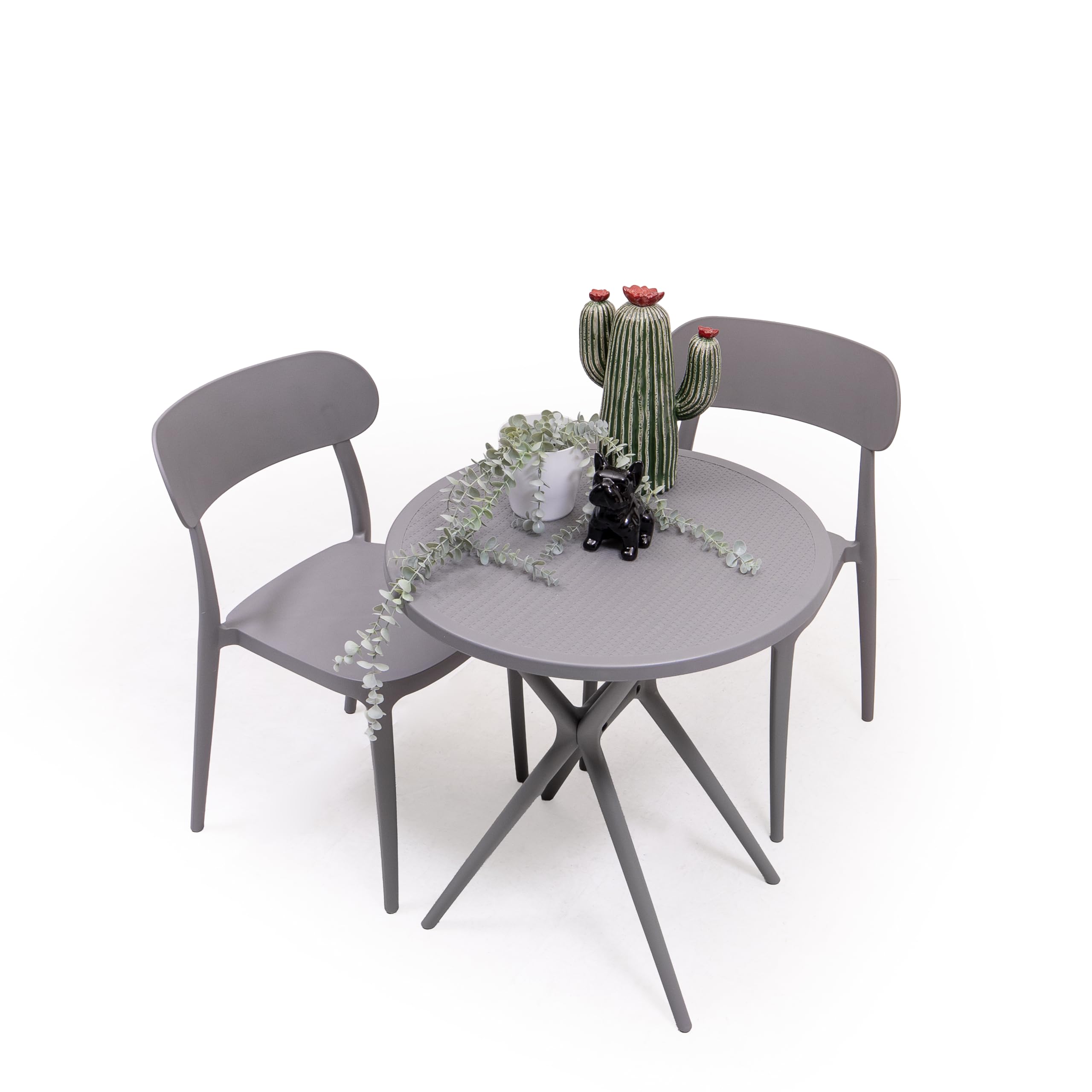 Homely – Mesa velador Redondo para jardín JARA | 65 cm Diámetro, 75 cm Alto | Polipropileno Material idoneo para Exterior | Color Gris