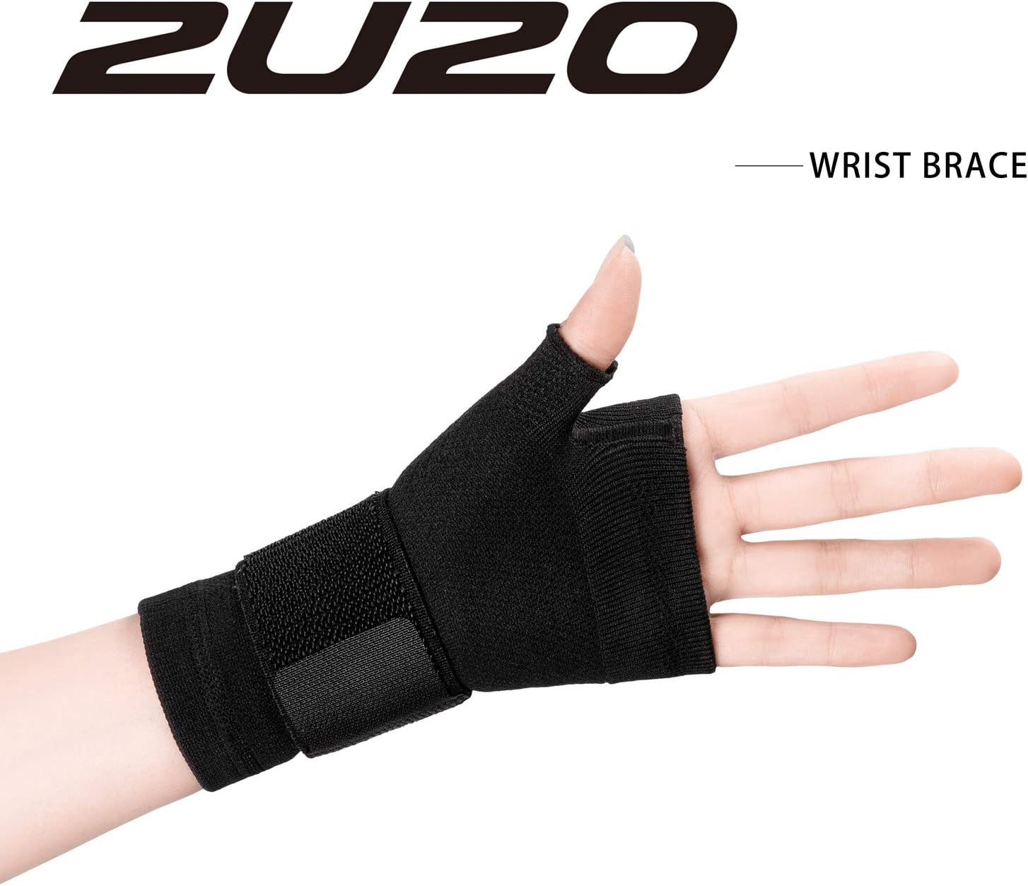 2U2O Wrist Thumb Support Sleeve - Compression Hand Brace with Elastic Strap for Carpel Tunnel, Wrist Pain, Arthritis, Tendonitis Pain Relief - Multi Zone Compression Sleeve - Improve Circulation