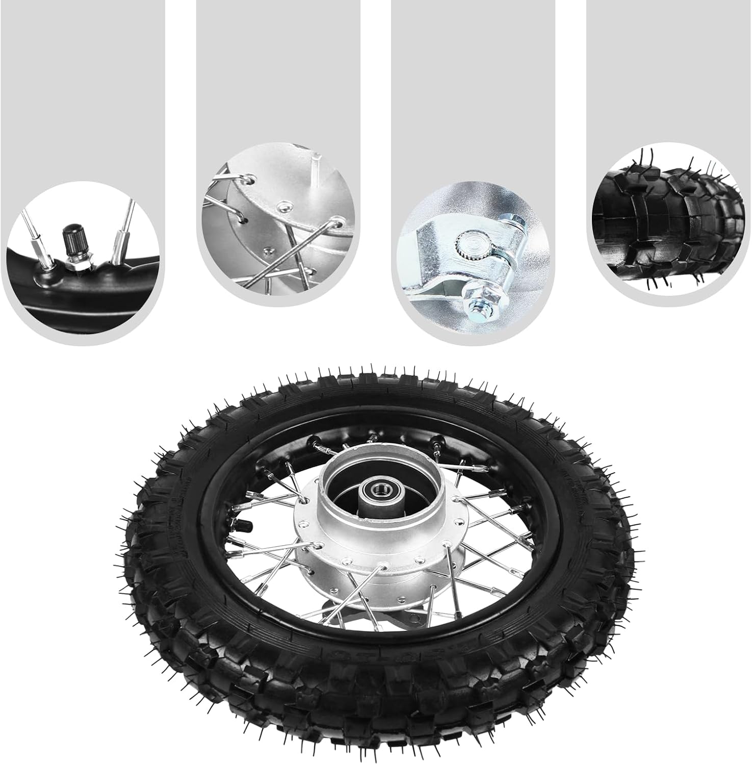 2.50-10'' Dirt Pit Bike Rear Rim Wheel, Rim Tire for 110cc 90cc 70cc 50cc Dirt Pit Bike SUNL JOWAY Coo-lster PW50 TTR50 DRZ70 CRF50, with Drum Brake, 255lbs Load