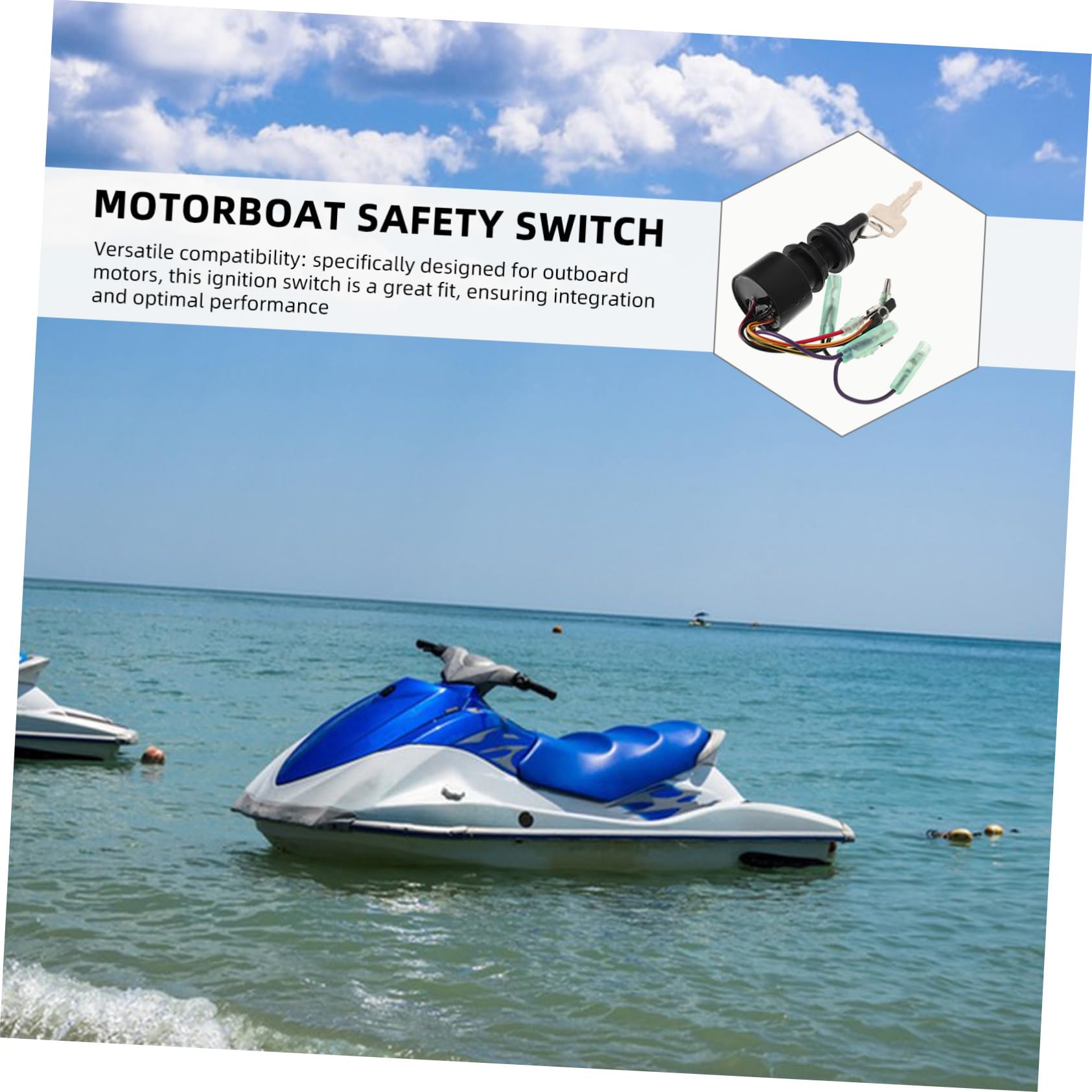 Gatuida Contacteur de Démarrage à Clé pour Bateau Moteur Hors-bord en Polyester et Laiton, Interrupteur D'allumage Robuste pour Usage Marin Polyvalent