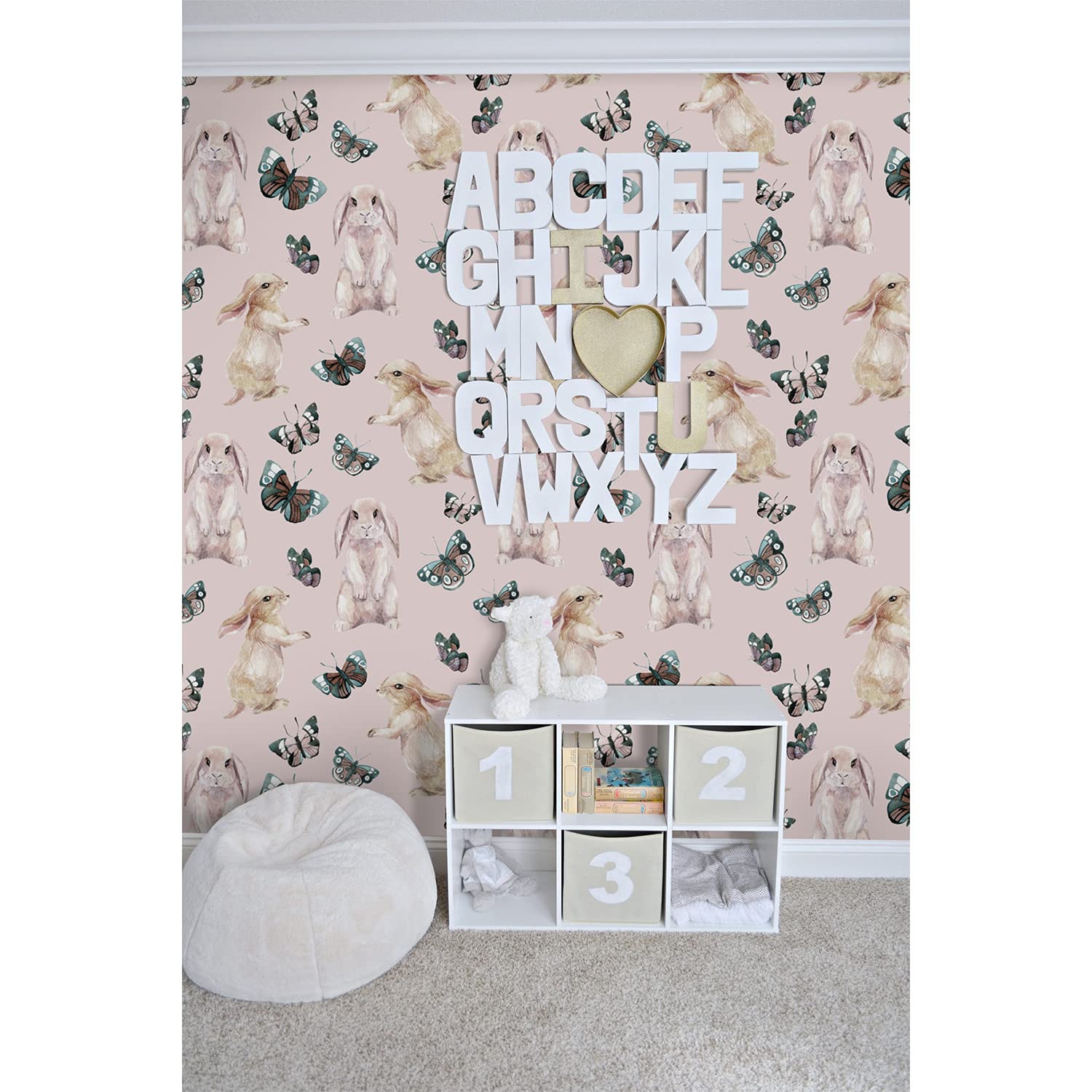 Papier peint intissé 104x70cm Fairytale papillon de lapin pour chambre et salon