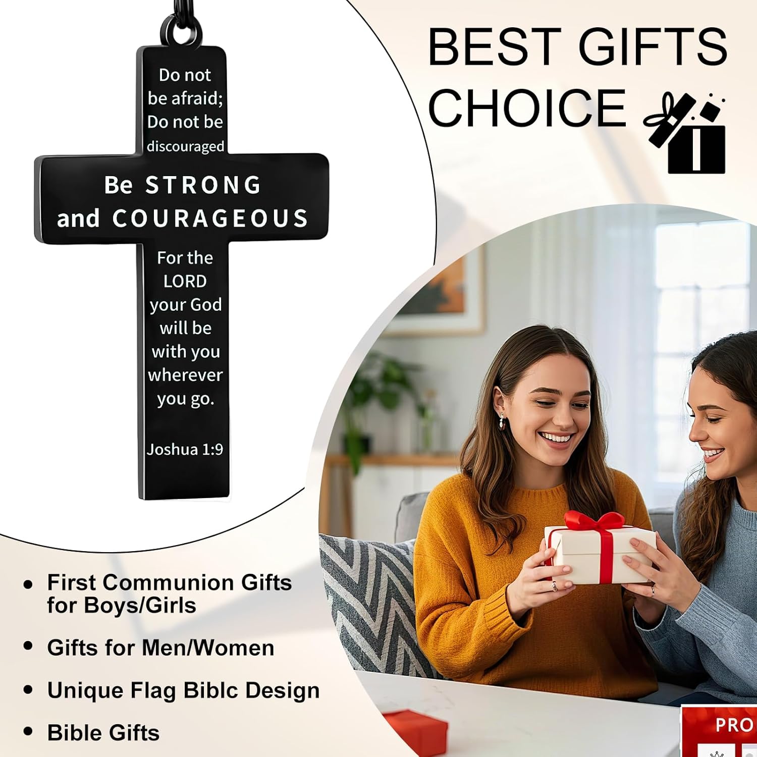 Religious Christian Keychain Accessories,Christian Keychain with Bible Verses,Baptism Gifts for Men and Women,First Communion Baptism Gifts Accessories to Birthday Christmas(Black Cross) - Image 2