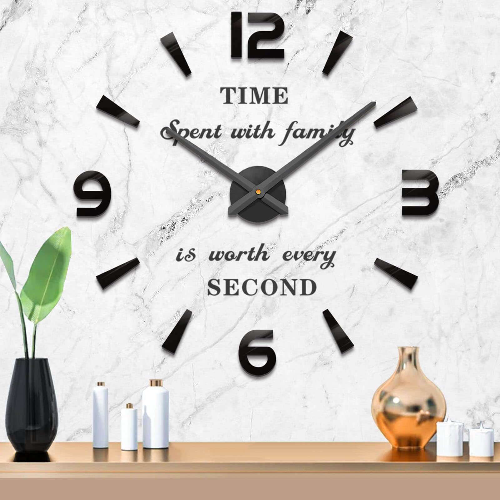 Mintime Large Wall Clock Battery Operated DIY Wall Clock for Modern Decorative Living Room/Office