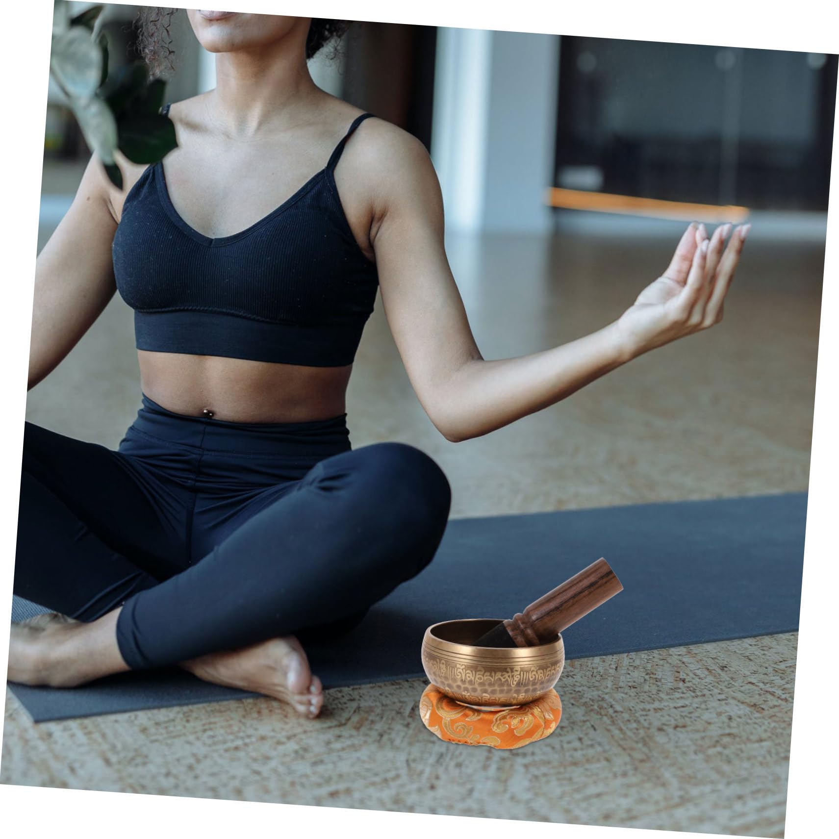 Gatuida Campana Tibetana Rame con Bastone Cuscinetto e Sacchetto per Meditazione e Yoga Ciotola Sonora Portatile per Mindfulness e Rilassamento Spirituale