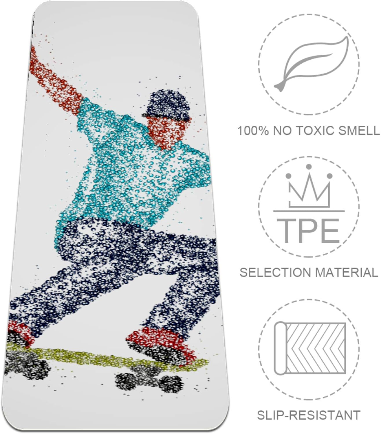 Lenergy Pilates Mat Boy Skateboard Yoga Mat Eco Friendly Exercise Mat Non Slip Gym Mat Thick Fitness Mat Workout Mat with Carry Bag 32x72 in : Sports & Outdoors