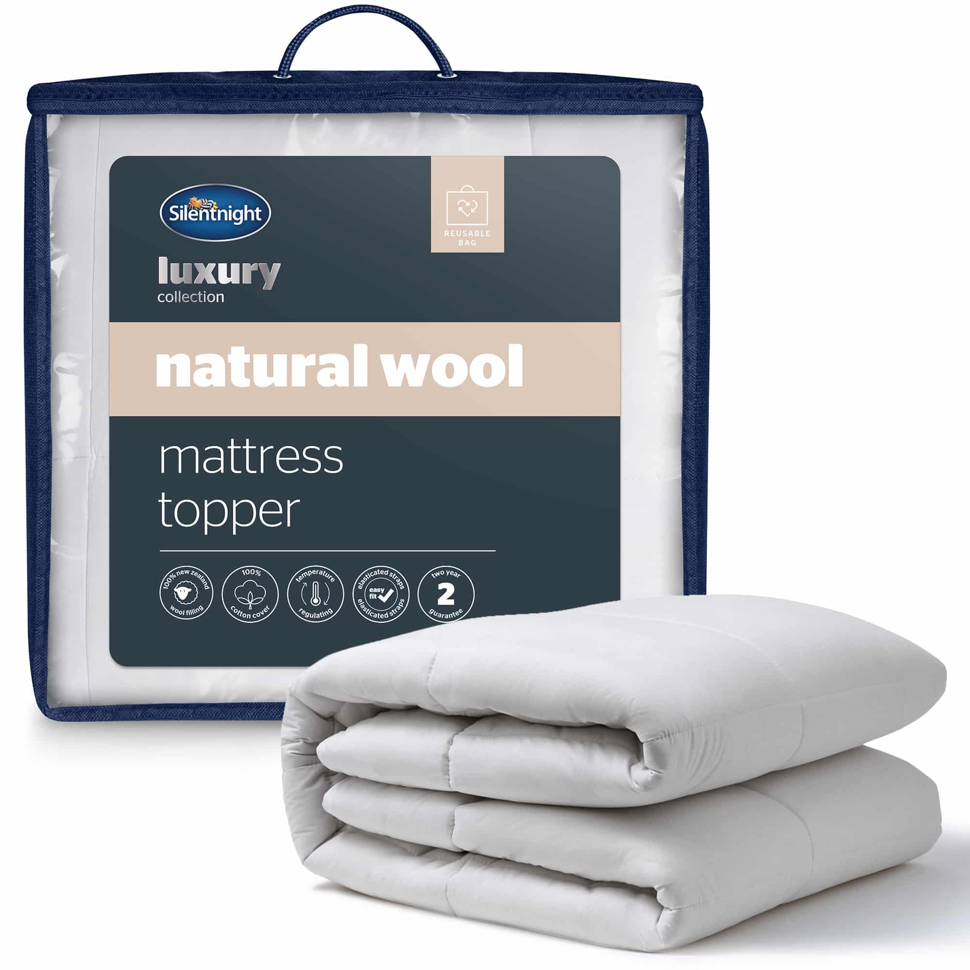 Silentnight Natural Wool Collection Mattress Topper White