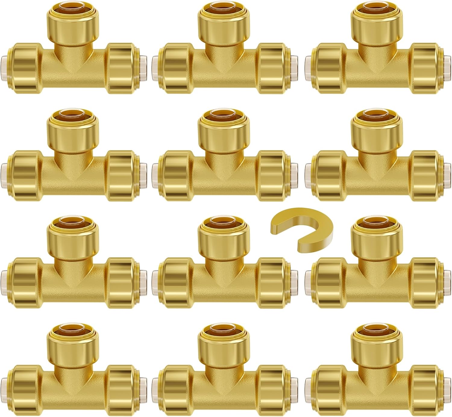 VEVOR Pipe Fittings, 1/2" 12PCS Tee Brass Pipe Fittings