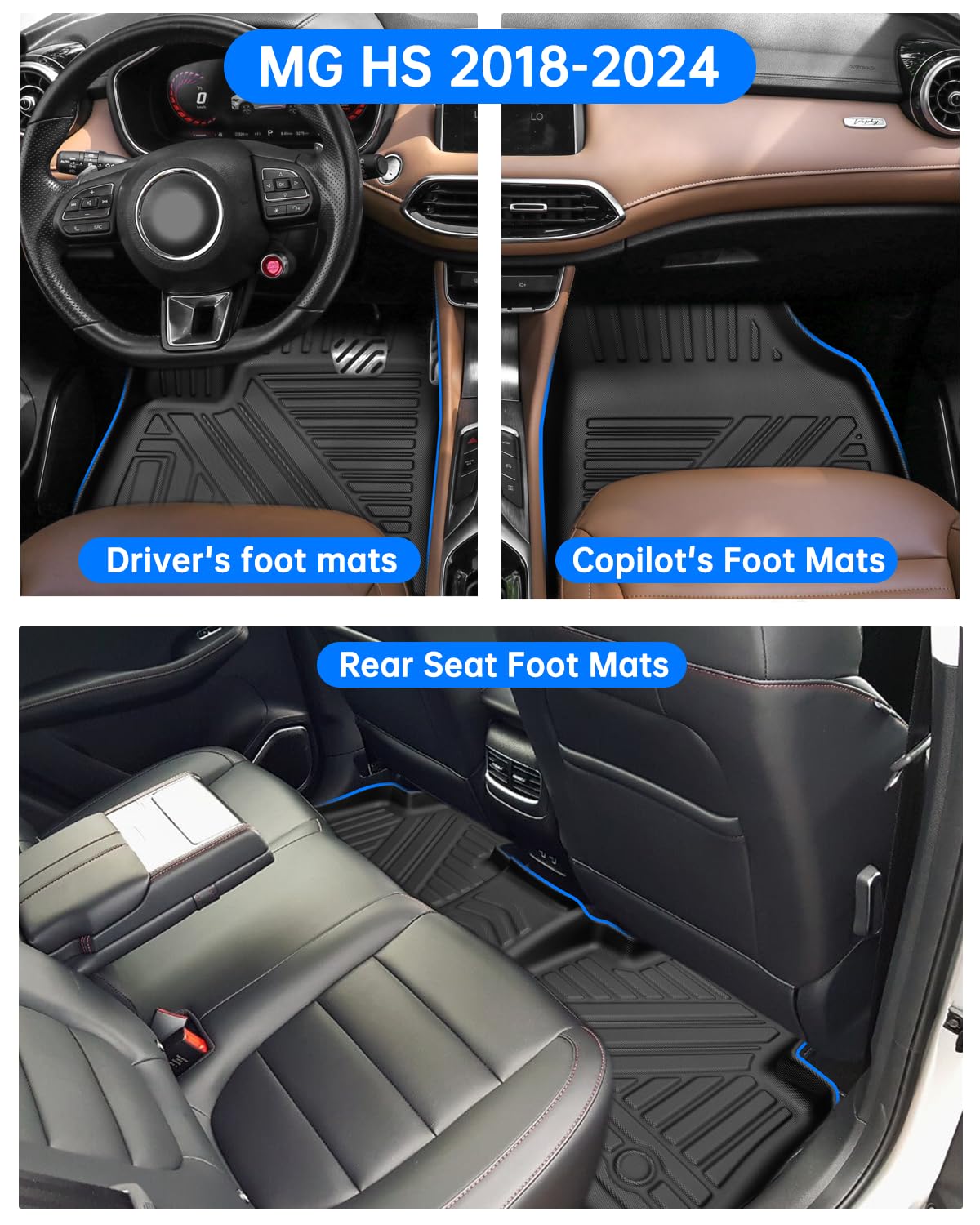 SHAOHAO Rubber Mats for MG ZS 2021 2022 2023 2024