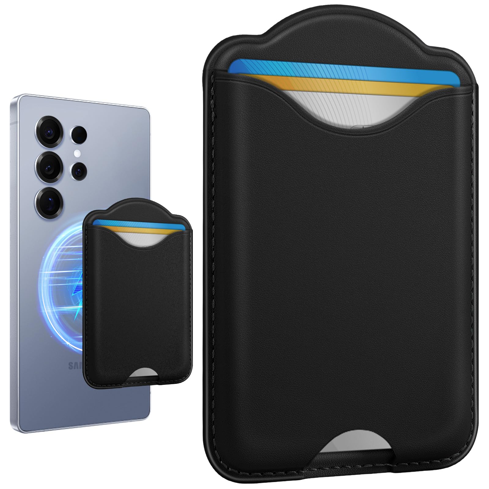 Shorogyt Compatibile con Portafoglio Magsafe Porta Carte Magnetico - Portafoglio per Telefono per Serie Samsung Galaxy S26/S25, per Serie iPhone 17/16/15/14/13/12 per Donne Uomini per Mag RFID Magnete