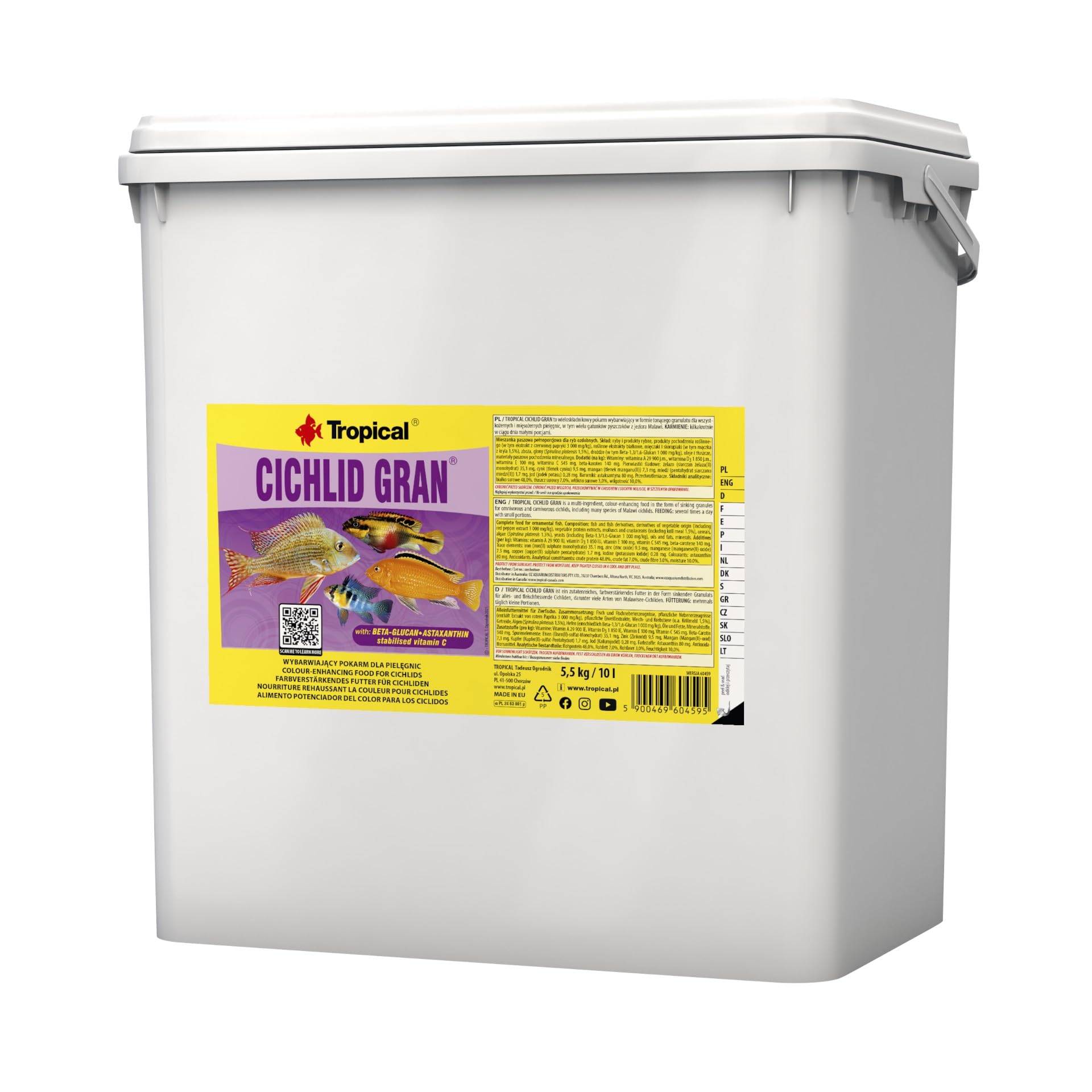 Tropical CICHLID Gran 10L / 5,5kg - Alimento potenciador del Color para los ciclidos