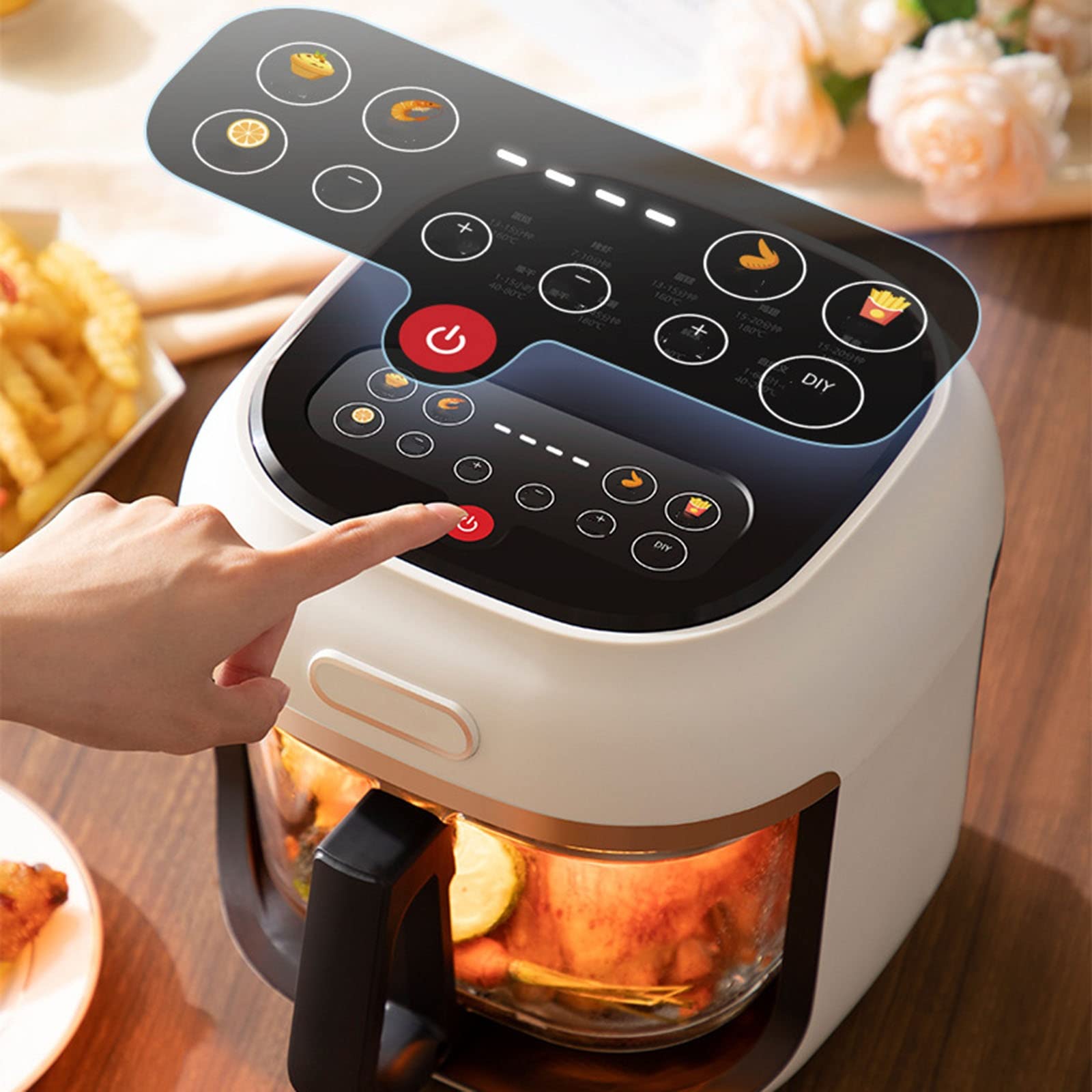 Forno friggitrice ad Aria da 4 Litri, frittura Senza Olio, Facile da Pulire, cestello Antiaderente (Colore: Bianco) Safehappy