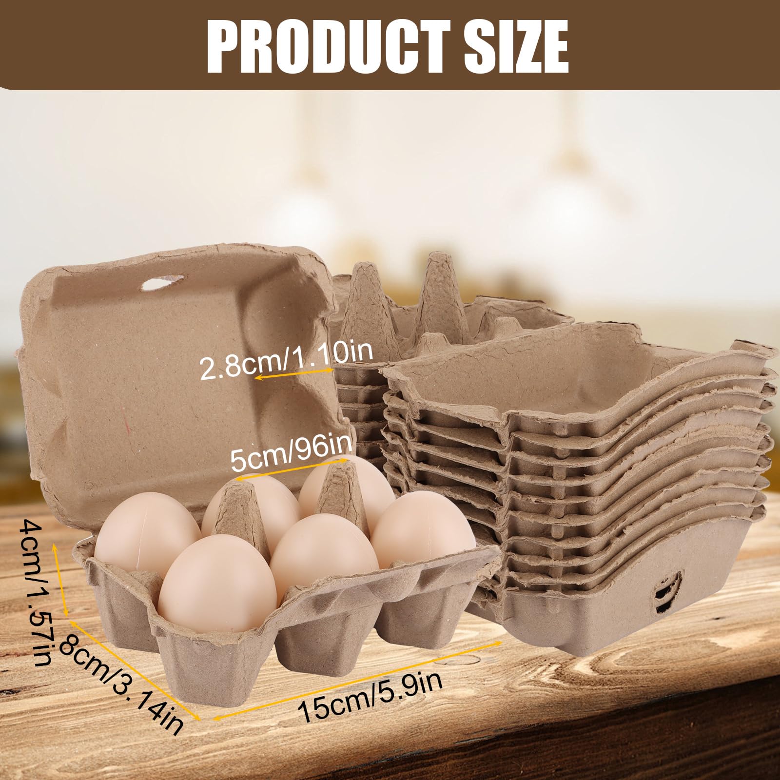 SHUESS 50 recipientes para huevos con tapa, 6 rejillas, de cartón, hueveras, caja para huevos, cartón para huevos de gallina, para huevos de Pascua