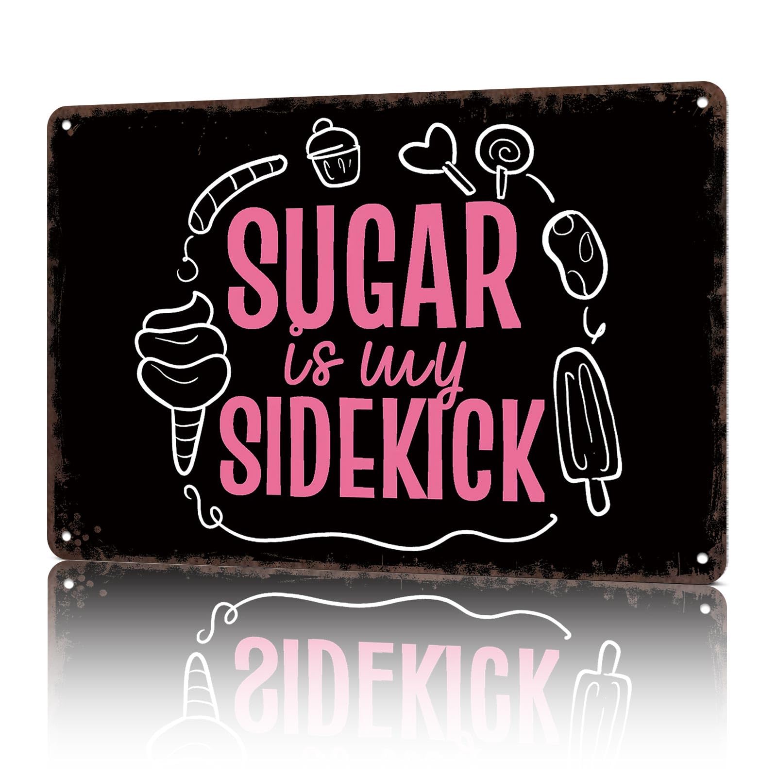 KWQDOZF Vintage Metal Signs Sugar My Sidekick Professi Funny Tin Sign Poster Wall Art For Home Room Bedroom Office Decor 8x12inch