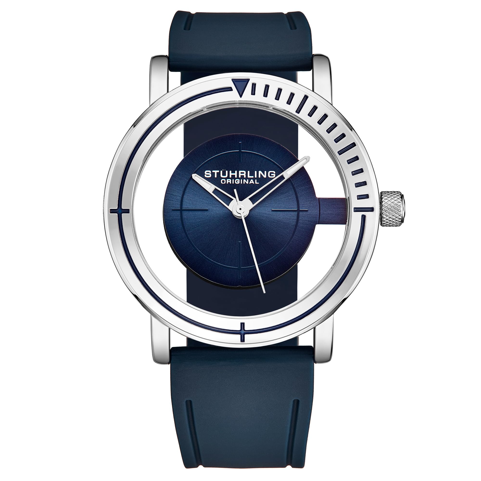 Stuhrling Sniper 3915 - Reloj de cuarzo (42 mm, correa de goma), Azul