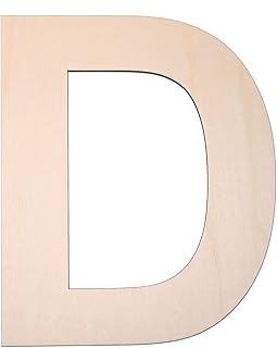 12 Inch Wooden Letter D, 1/4 Inch Thick Large Unfinished Wood Letter for DIY Crafts Home Wall Decor