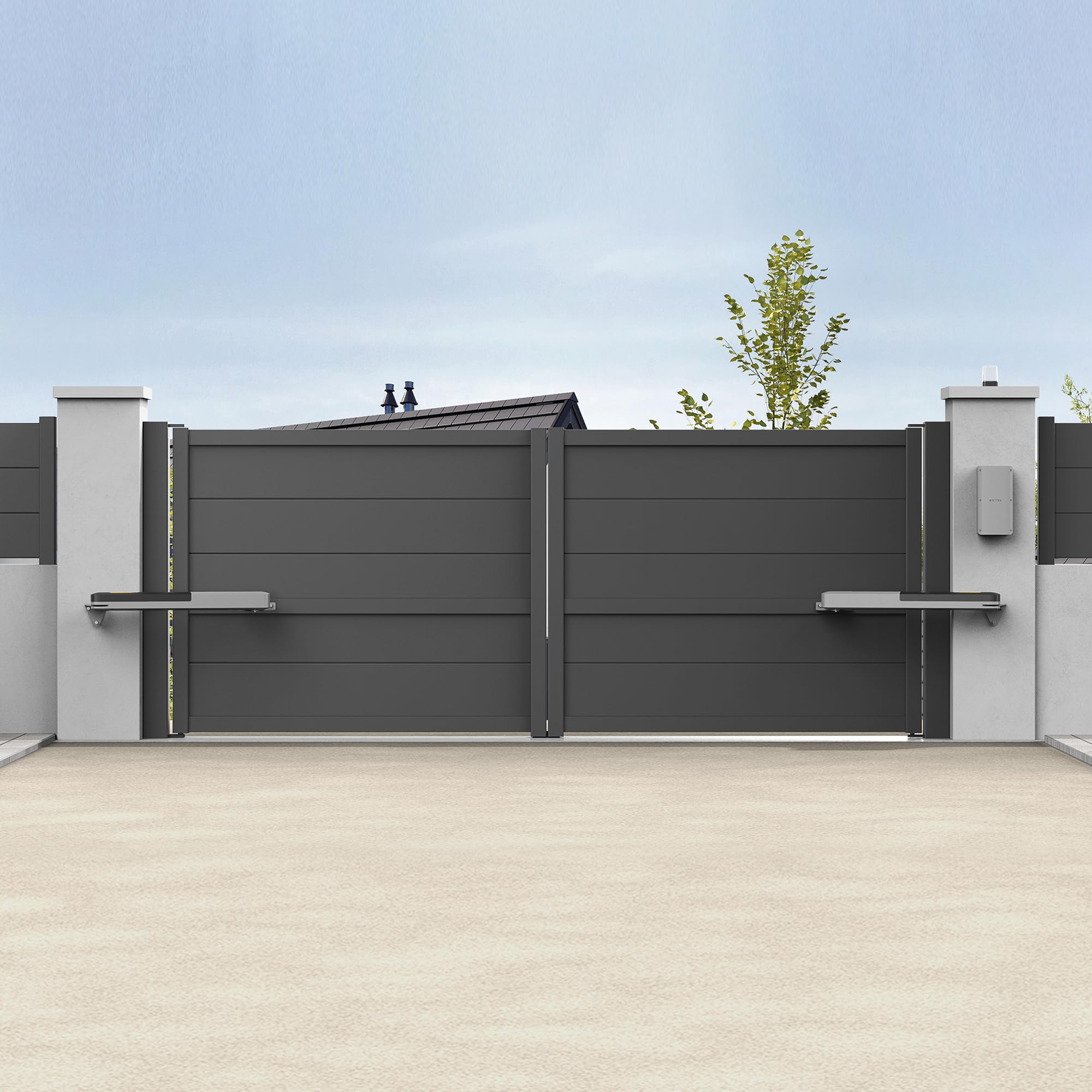 Extel XV250 – Motorisation connectée à vérins pour portail à battants jusqu’à 5 m et 500 kg, contrôle via application Umii, kit complet avec 4 télécommandes au total