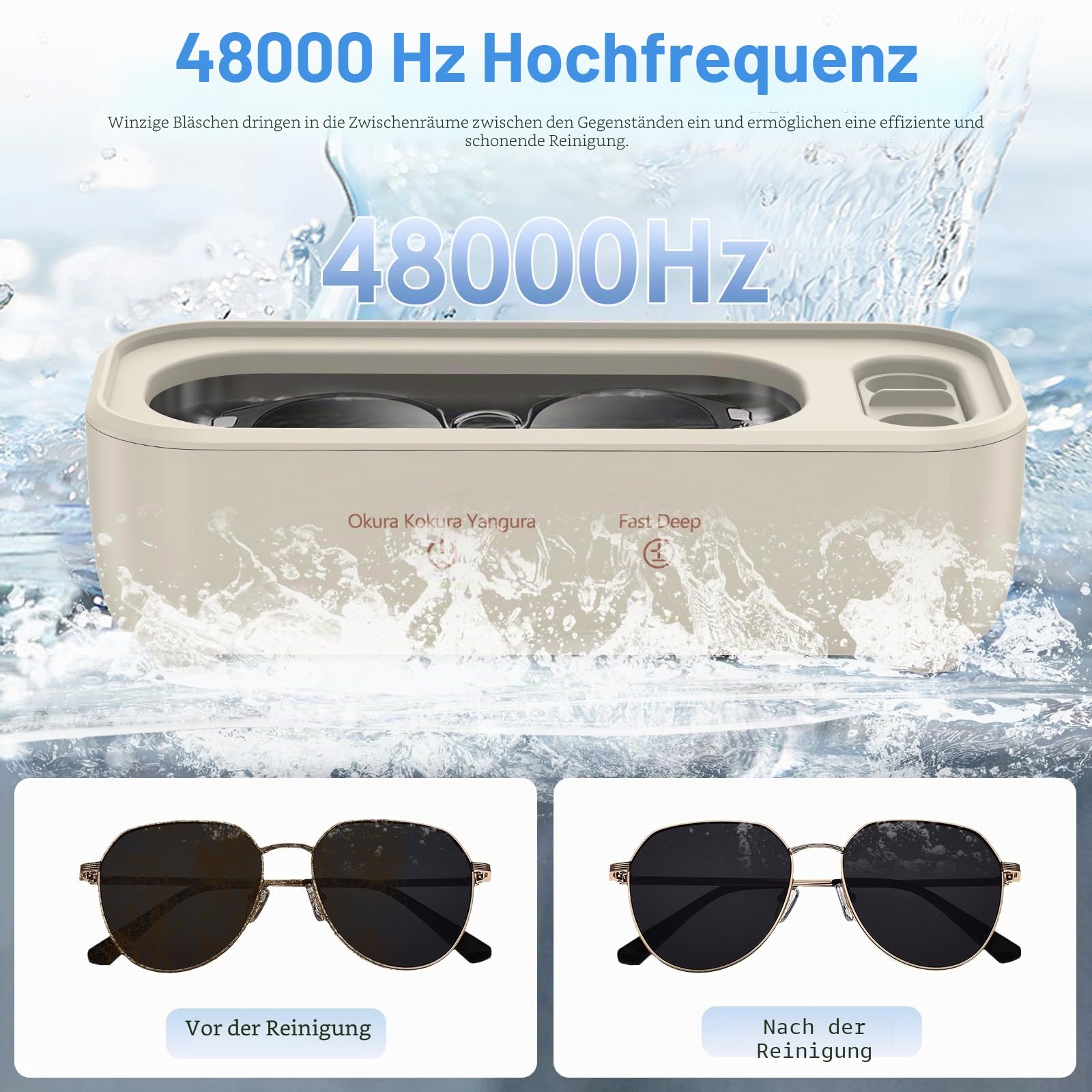 Ultraschallreinigungsgerät, 48000Hz Ultraschallreiniger, 350mL Professioneller Ultrasonic Cleaner Ultraschallbad, Ultraschallgerät für Brillen Zahnersatz Schmuck Ringe Münzen Halskette