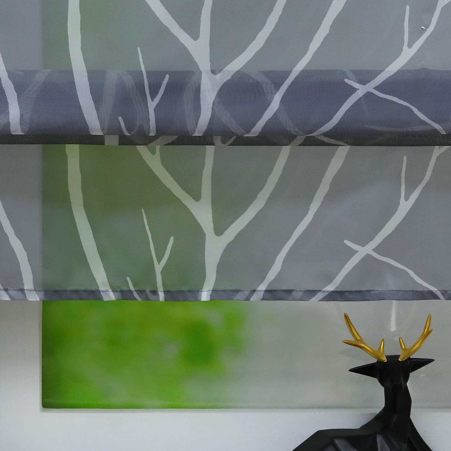 Eslir Roman Blind With Loops, Roman Shade For Kitchen, Transparent Loop-Top Roller Blind, Modern Curtains, Grey, WxH 100x140 Cm, Pack Of 1