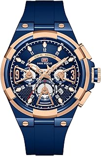 ساعة كرونوغراف MF0402G.03، لون ذهبي وردي وازرق، مقاومة للماء حتى عمق 50 متر