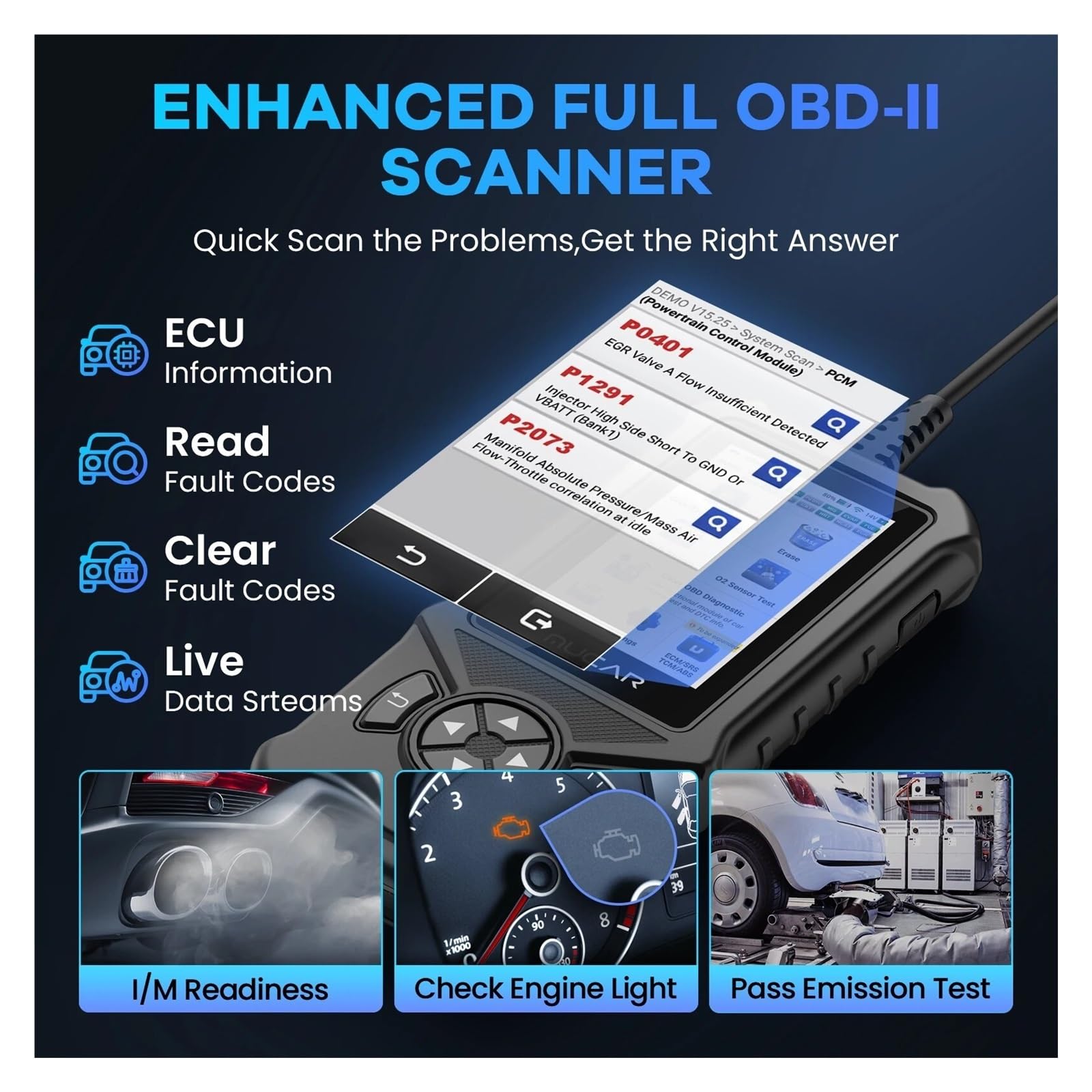 Scanner OBD2 for Auto, Motore, airbag, ABS, TCM, Sistema, Lettore di Codici diagnosi, aggiornamento WiFi Strumento diagnostico