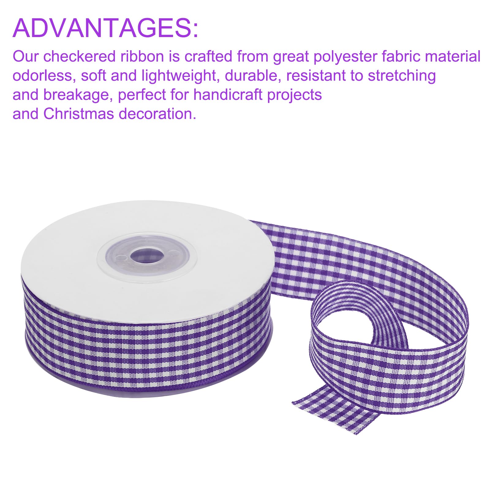DMiotech 1 Inch 25 Yards Gingham Ribbon, Checkered Ribbon Plaid Ribbon for Gift Wrapping Decoration Art Craft DIY Lavender Purple - Image 4