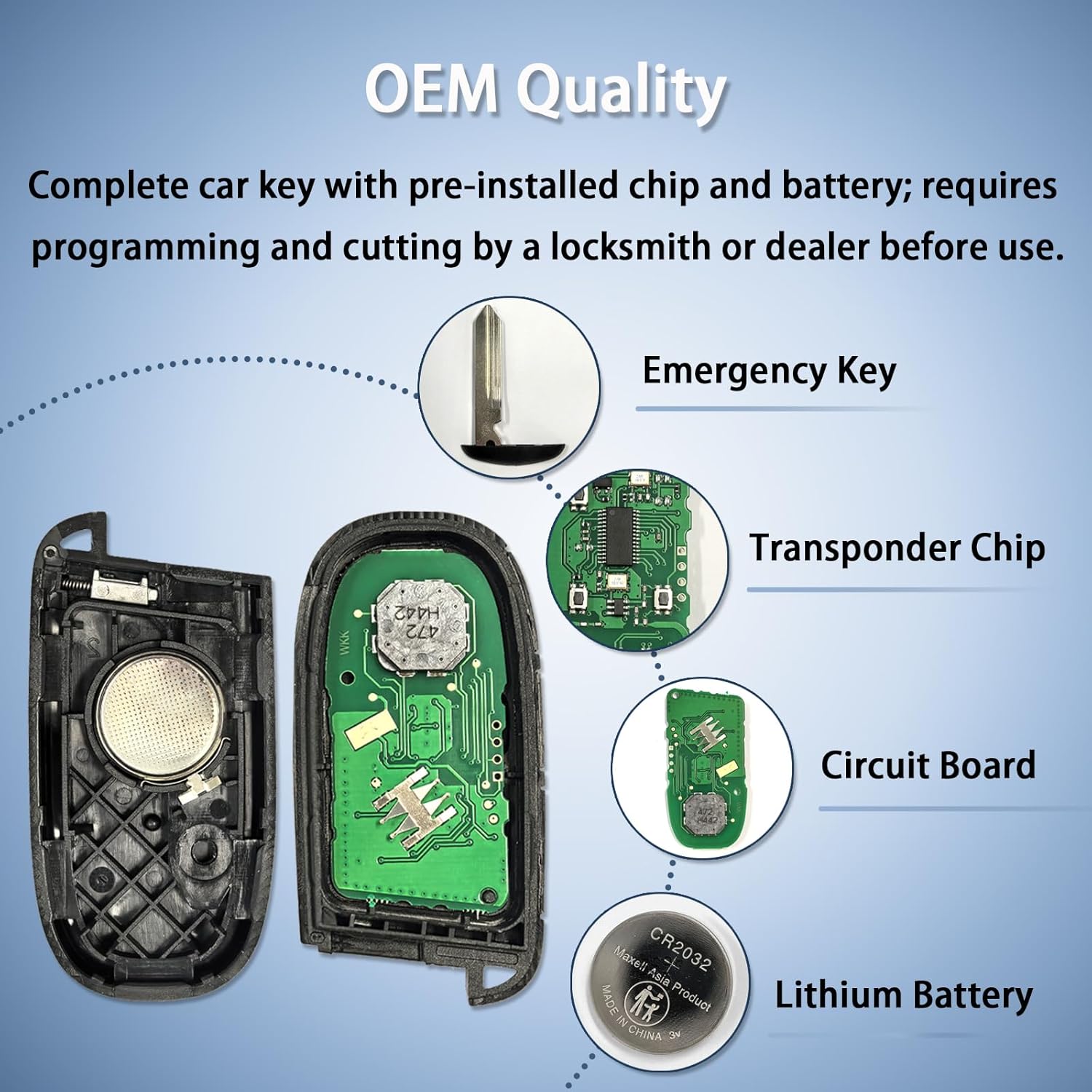 Smart Key Fob Replacement Fit for Chrysler 300/Dodge Charger/Challenger/Dart 2011-2018 5-Button Remote with Start 05026676AH/AC, 56046759AF M3N-40821302 433MHz - Image 4