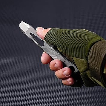 Titanium EDC Pry Bar, Multifunctional EDC Tool, keychain Bottle Opener, Mini Pry Bar Keychain Multitool Tool With Hex Wrench (stone wash)