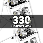 KINGRACK 4 Step Ladder, Folding Step Ladder, Kitchen Ladder with Anti-Slip and Wide Pedal, Small Step Stool with Handrails, Lightweight Portable Stepladder for Home Kitchen Household, White