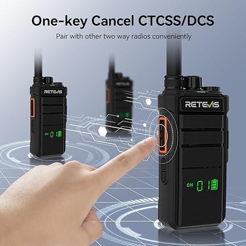 Miniatura 5 de Retevis RB26H Walkie Talkies de largo alcance, cargador multiunidad de 6 vías, kit completo con kit de auriculares, pantalla oculta, batería