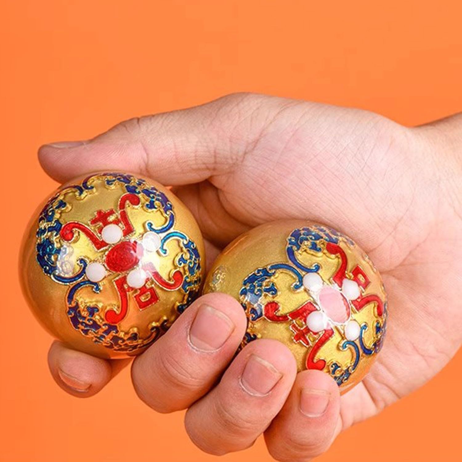 Bolas de Baoding Bolas de Salud Chinas Bola sólida de la Bola del Hierro de Baoding, Bola torneada a Mano de la Aptitud, usada para el Ejercicio de la Mano(Color:B,Size:)