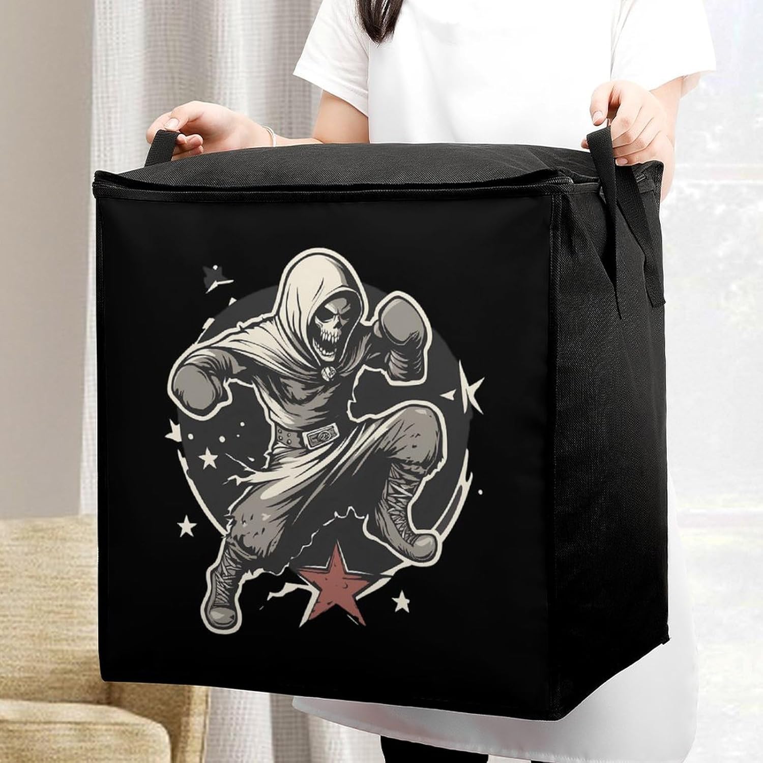 Death Boxing Punch Large Comforter Blanket Storage Bags Bins 70L Closet Organizer with Handles