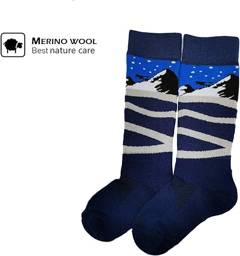 Miniatura 2 de HIGHCAMP 2 pares de calcetines de lana merina para niños de esquí y snowboard, calcetines de nieve de invierno para niños, niños y niñas