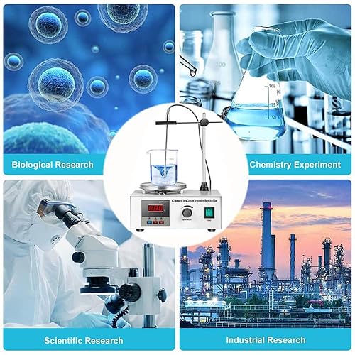 Miniatura 7 de Agitador magnético con barra de agitación magnética, agitador de placa caliente con pantalla digital LED para mezclar y agitar en laboratorio,