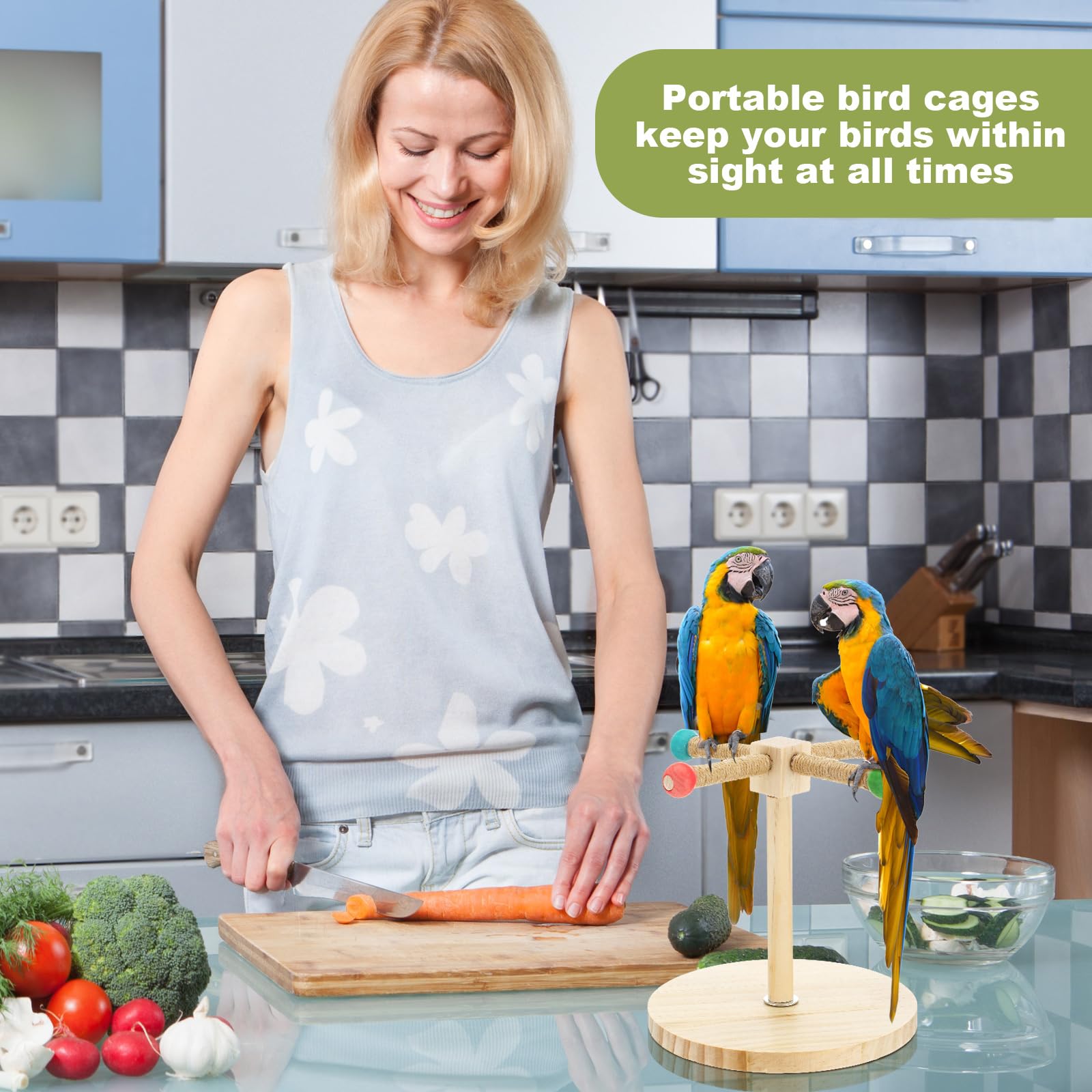 3-teiliges Vogel-Trainingsständer-Set, Papageien-Trainings-Clicker, tragbare Tisch-Vogelstange und Zielstab, Holz-Sitzstange mit Handschlaufe für Sittiche, Sittiche, Sittiche, Sittiche, Sittiche