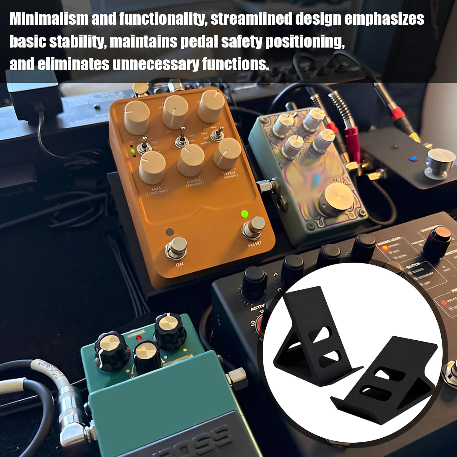 2PC Guitar Pedal Board, Mini Pedal Holder with Anti-Slip Pads, 30° and 60° Tilted Design, Small Guitar Pedal Holder for Recording Studios, Desktops, and Practice Spaces