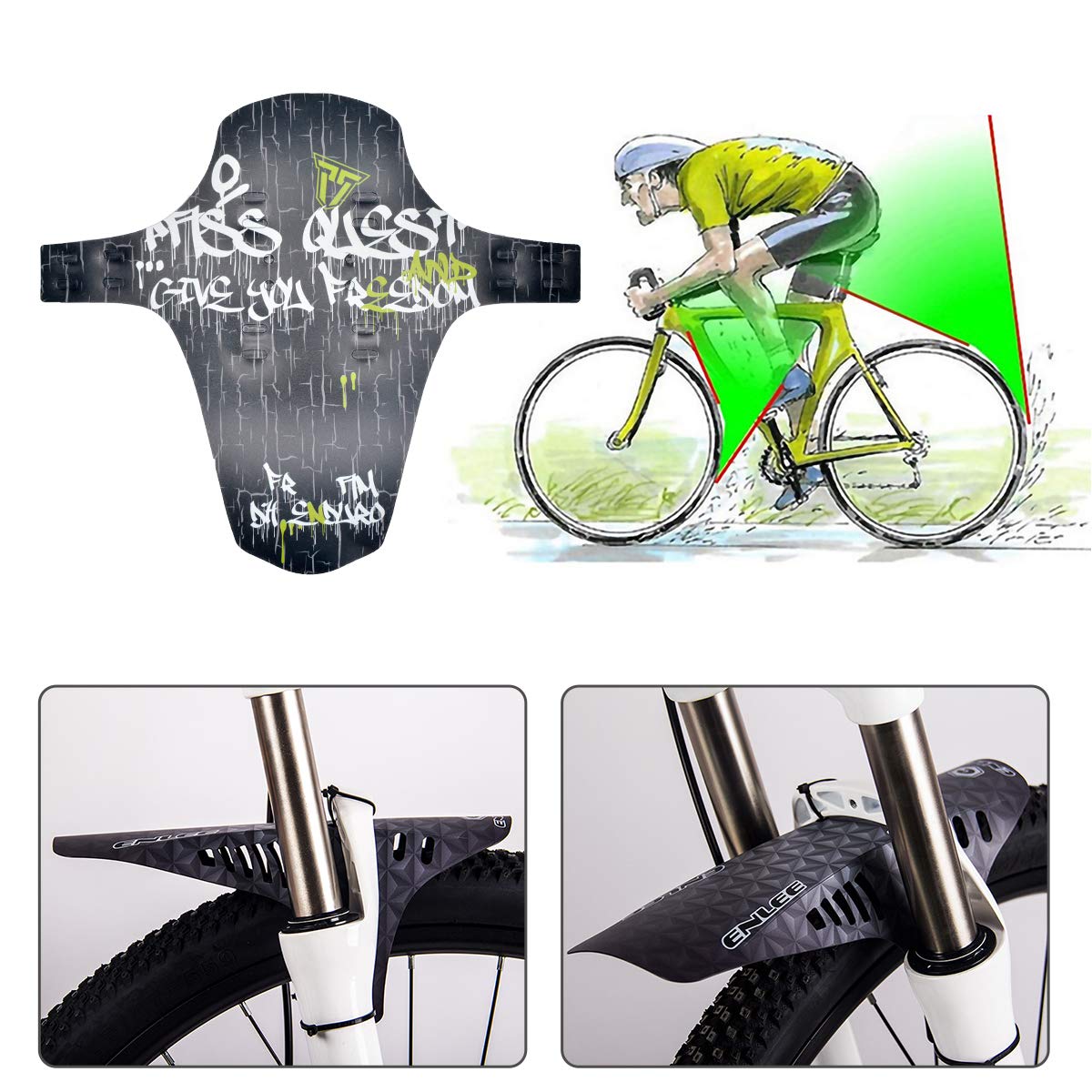 Fahrrad Schutzblech Mountainbike SOSOLOVE Fahrrad-Schutzbleche  2-teilig,  Fr Mountainbikes, Leicht Montierbar MTB Schutzblech Mit Kabelbindern