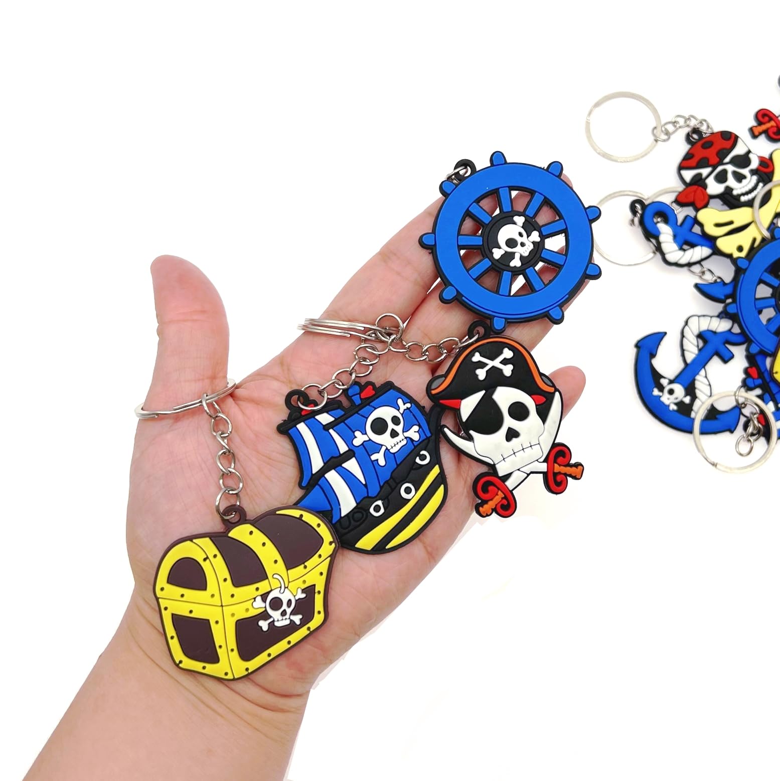 Set Anniversaire Pirate – 12 Slap Bracelets + 12 Porte-clés Silicone – Cadeau Pour Garçons Et Filles