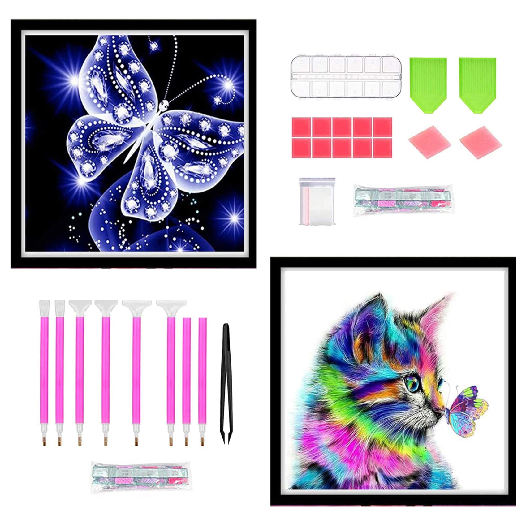 2 PCS DIY Diamant Malerei Kits, 5D Set, Crystal Strass Stickerei, Diamantkunst Zubehör, Diamond Painting Full Set