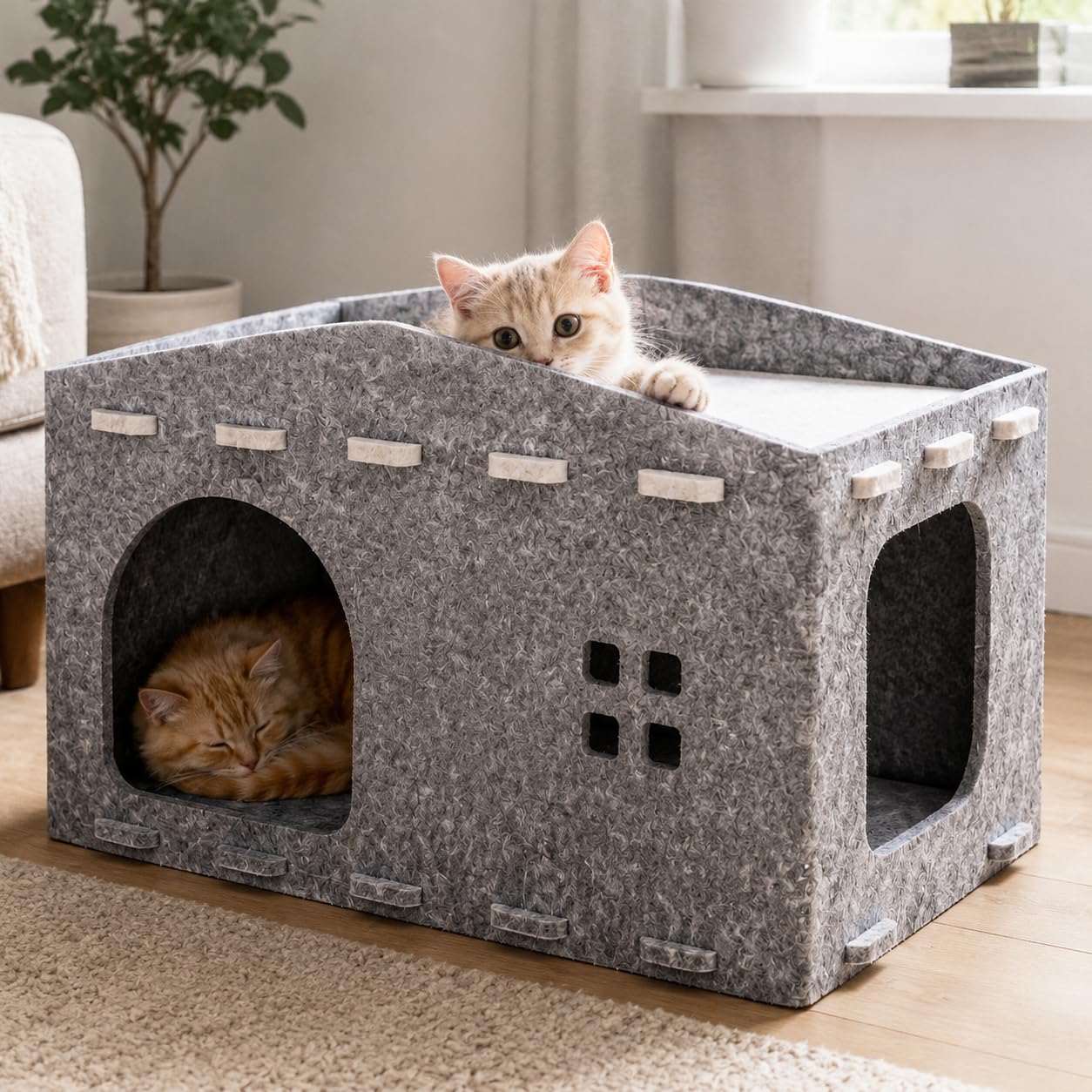 Maison pour Chat en Feutre, Tunnel | Conception modulaire, Meuble chat polyvalent, Pour le repos quotidien, Pour les passionnés