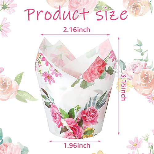 Miniatura 8 de 200 envoltorios de tulipanes verdes para cupcakes, tulipán para hornear eucalipto, mini baby shower, cupcakes, decoración rústica de fiesta de