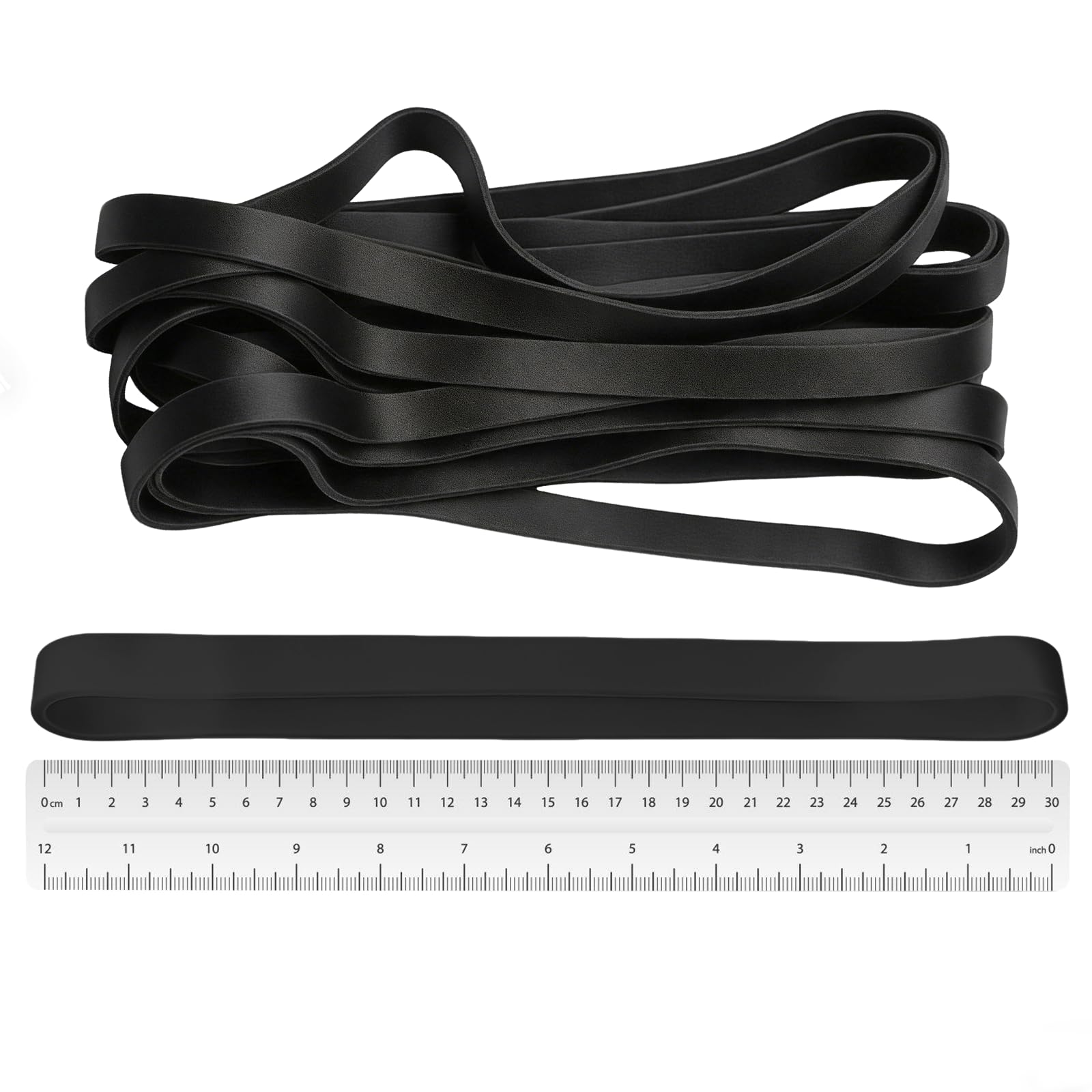 Heavy Duty Rubber Bands 20 Pcs Black Large Thick Elastic Rubber Bands 30x1.5CM Trash Can Band Rope Strong Durable Wide Wrapping Bands for Industrial Home Office School File Folders Garbage Can — image 1