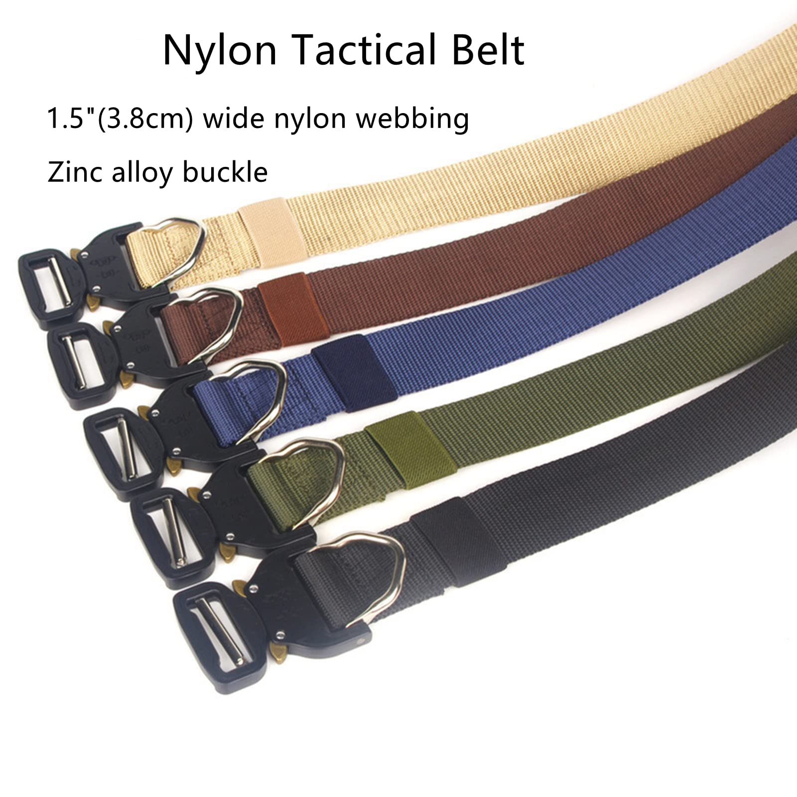 Cinturones para hombres Cinturón trenzado, cinturones for hombres y mujeres, cinturón militar táctico de nailon resistente con hebilla de metal de liberación rápida, paquete de 2(Green+blue,165CM)