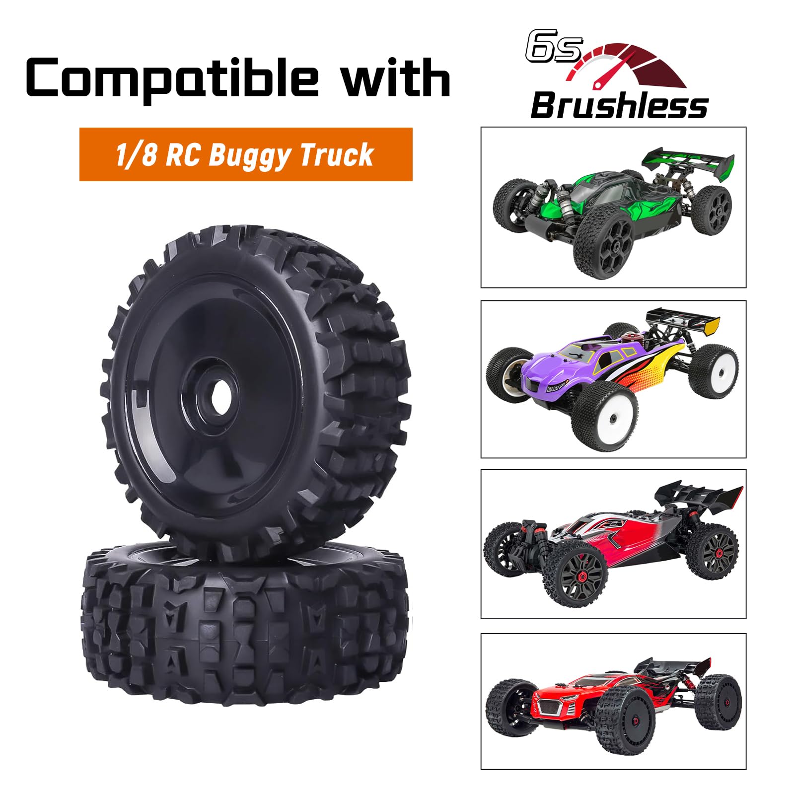 1/8 Scale Wheels RC Station 1/8 Scale Buggy Wheels & Tires - 17mm Hex ...