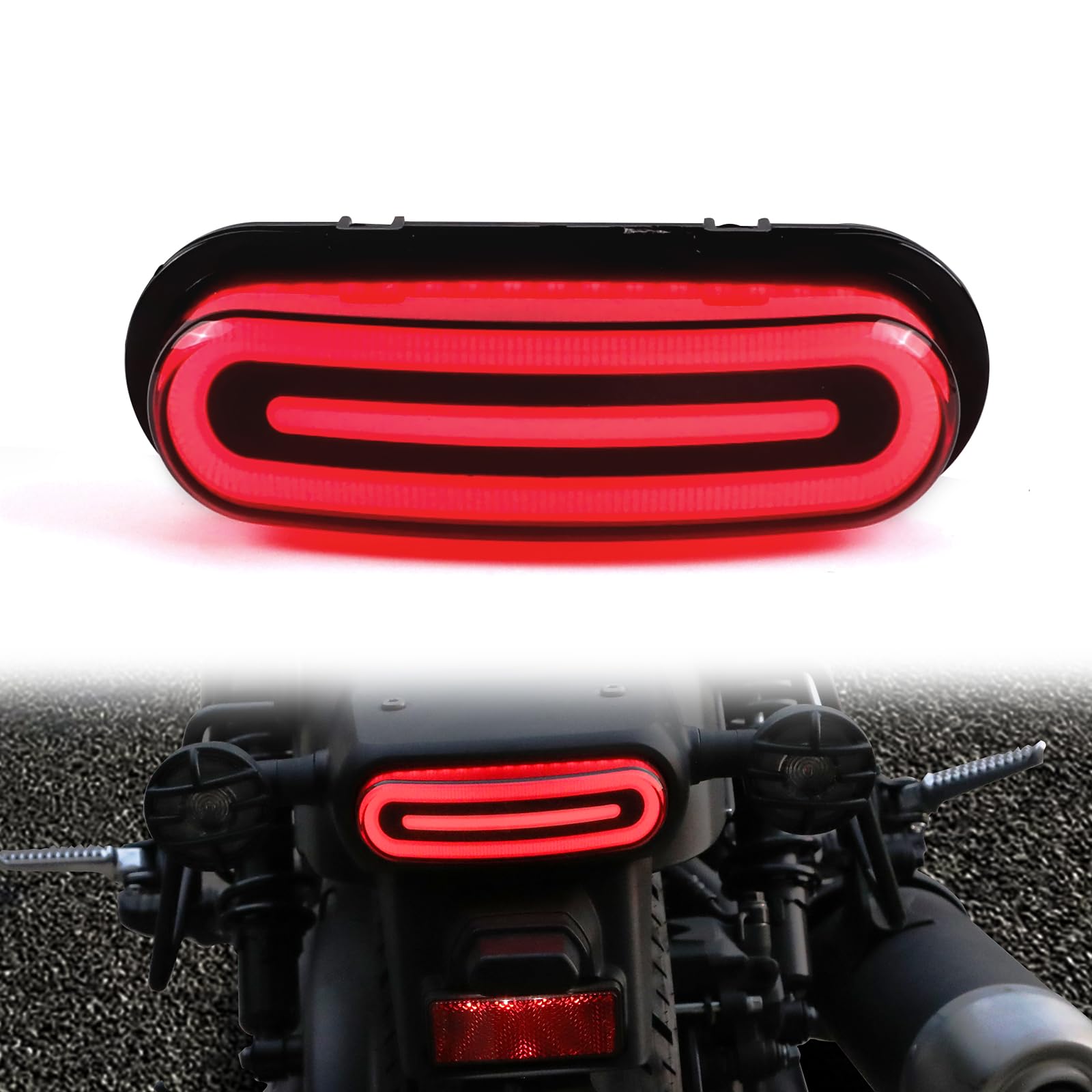 LUXEMOTO LED Tail Lights for Rebel CMX300 CMX500 20-24, Rear Tail Lamp Break Stop Taillights Smoked lens Replacement for Honda Rebel 300 ABS Rebel 500