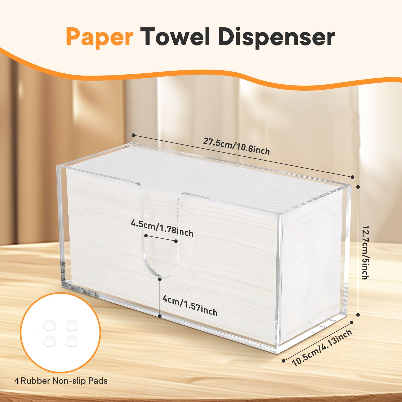 Dispensador de toallas de papel acrílico, soporte para toallas de papel transparente, soporte para servilletas de triple pliegue, adecuado para toallas de papel plegables en Z, plegado en